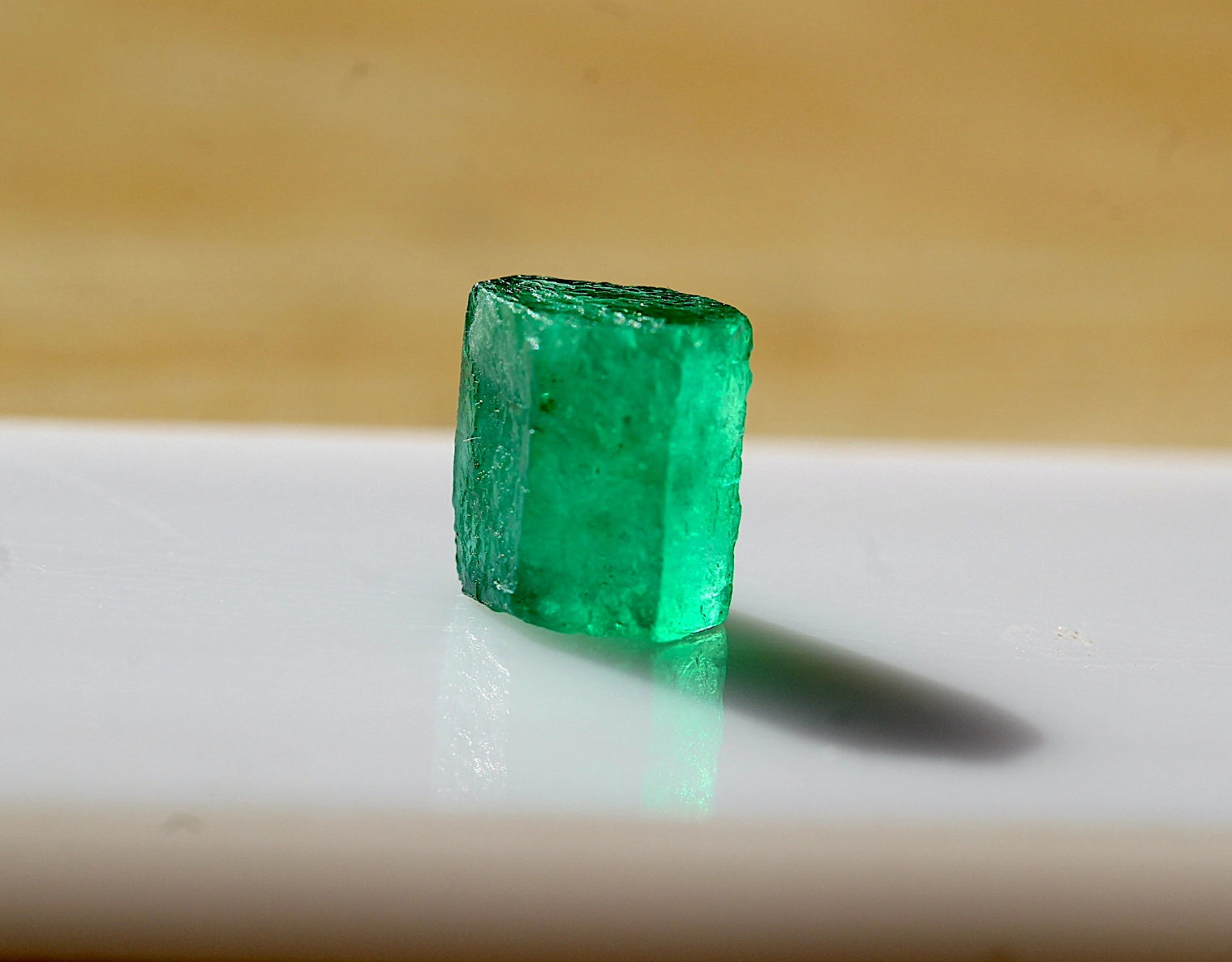 3.18 carat natural rough swat emerald crystal from Pakistan