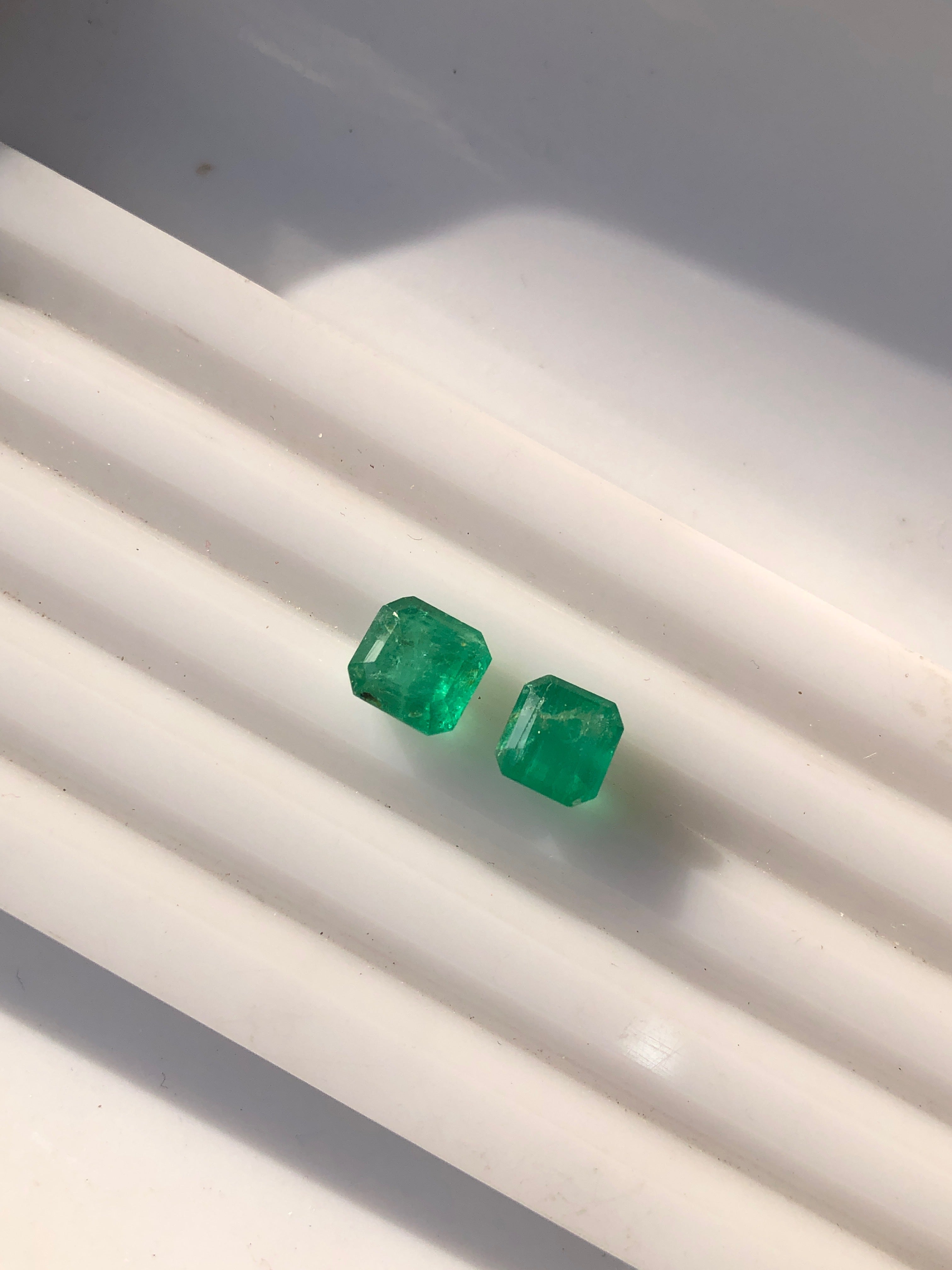 2.05 Carats Natural Swat Emerald Pair – Matching Emerald Cut Green Emeralds | 1.15 Ct & 0.90 Ct