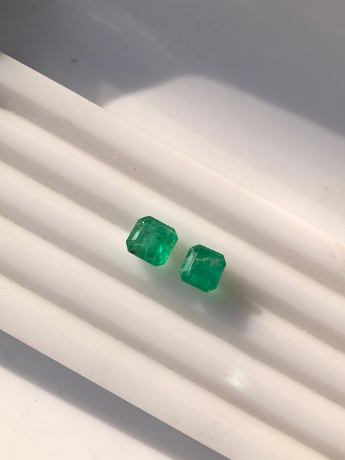 2.05 Carats Natural Swat Emerald Pair – Matching Emerald Cut Green Emeralds | 1.15 Ct & 0.90 Ct