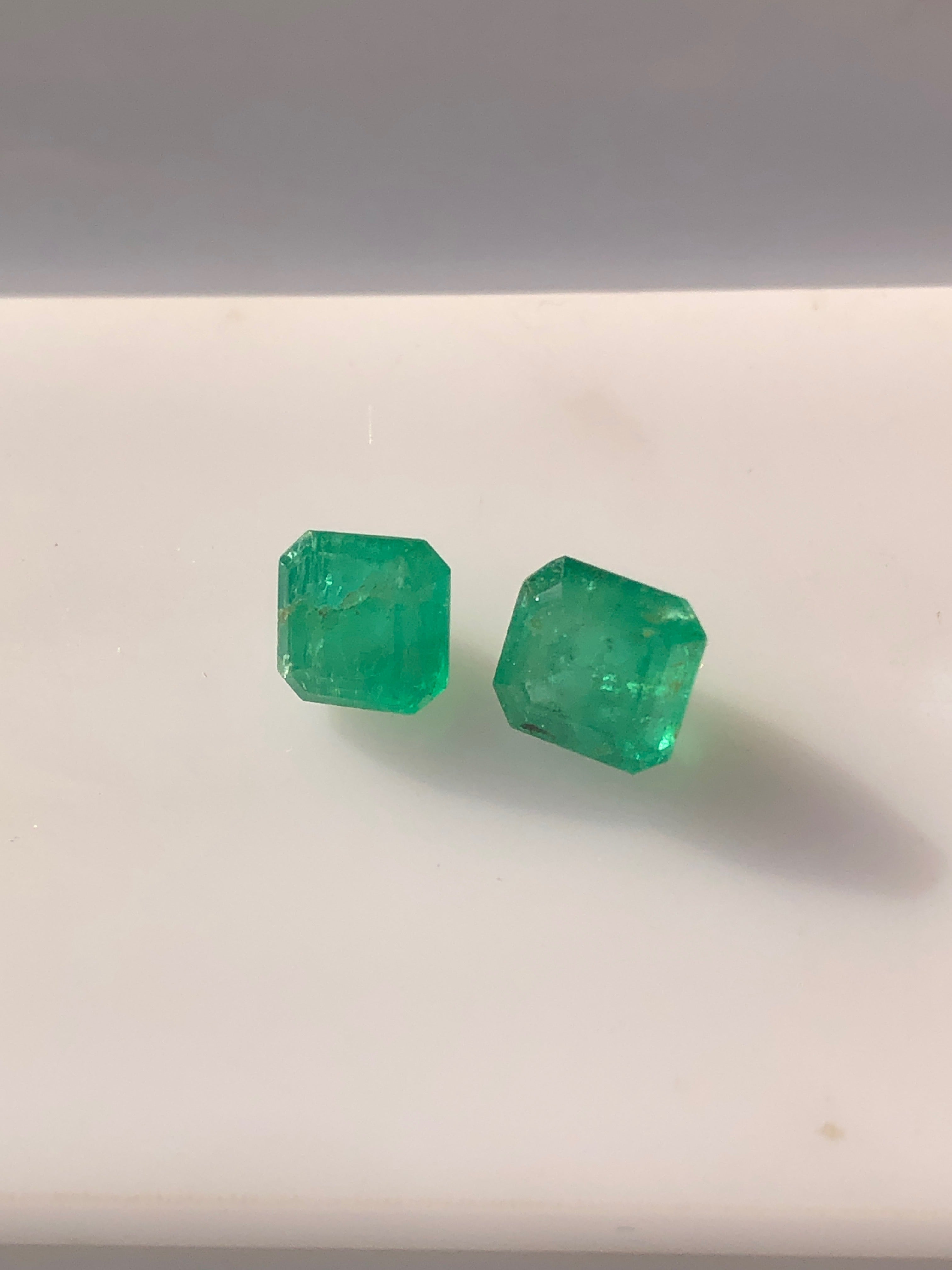 2.05 Carats Natural Swat Emerald Pair – Matching Emerald Cut Green Emeralds | 1.15 Ct & 0.90 Ct