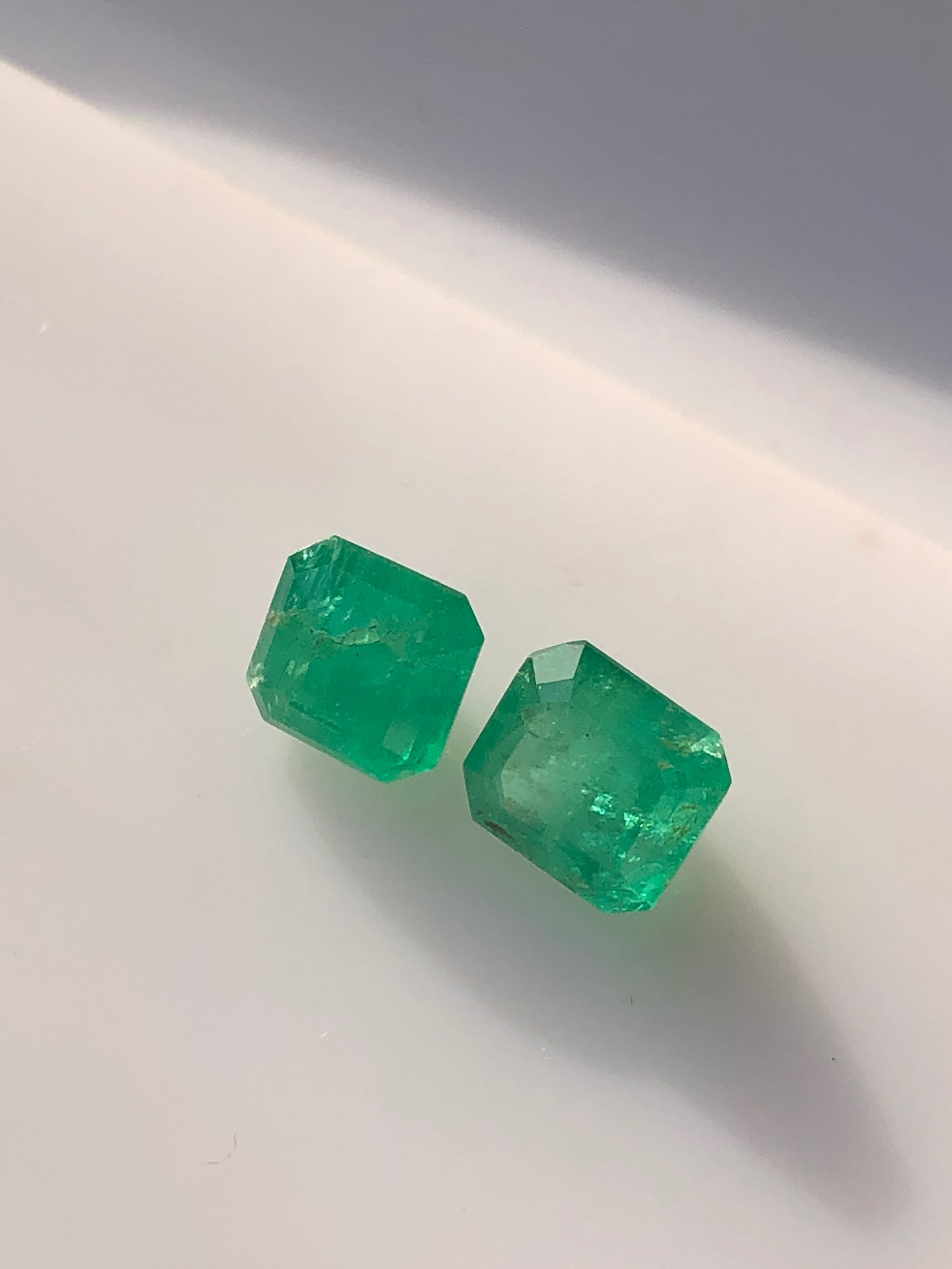 2.05 Carats Natural Swat Emerald Pair – Matching Emerald Cut Green Emeralds | 1.15 Ct & 0.90 Ct