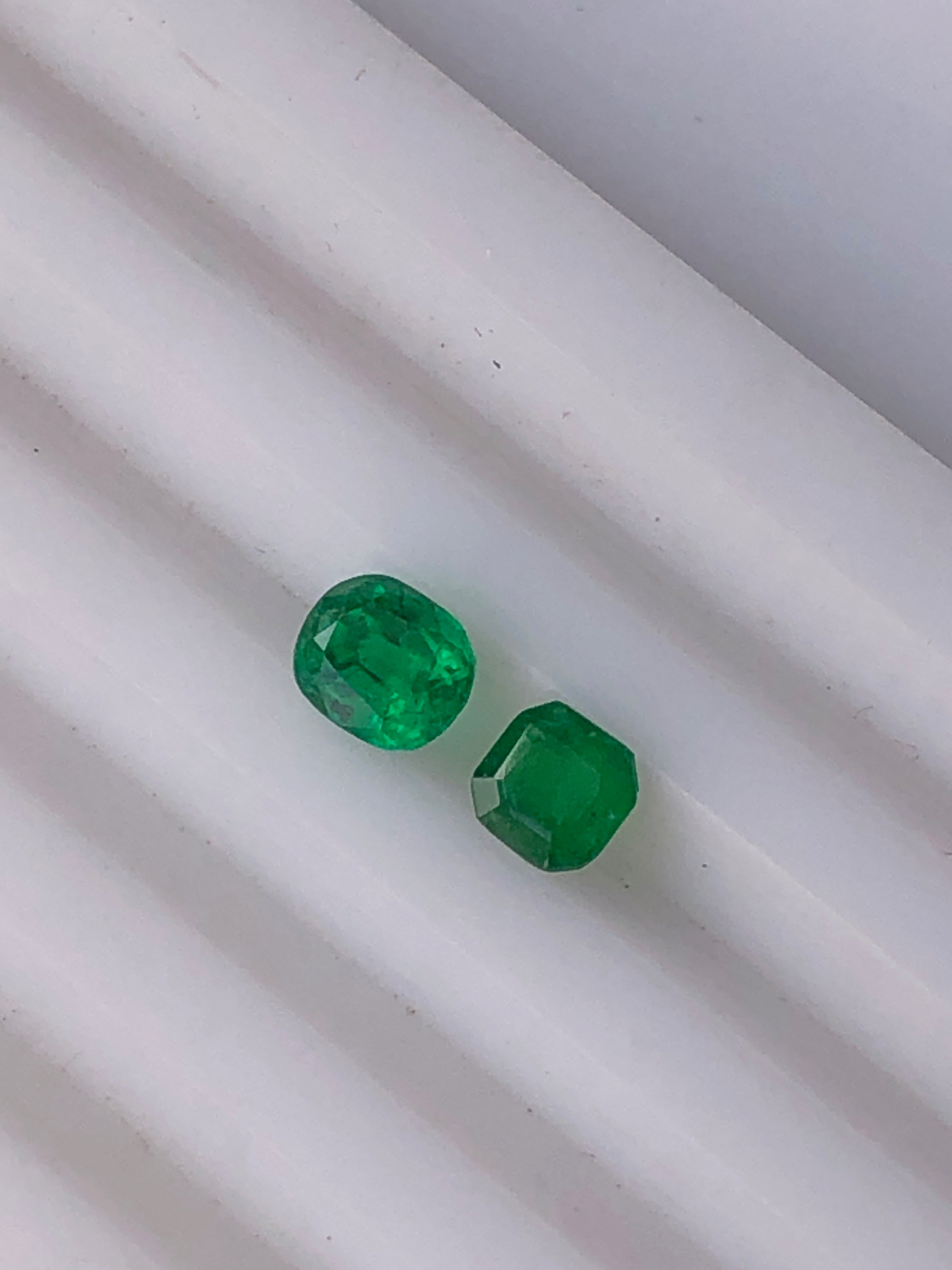 0.62 Carat Natural Emerald Pair – Panjshir & Swat Emeralds | 0.42 Ct and 0.20 Ct