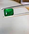 1.98 Carat Natural Swat Emerald – Emerald Cut Green Emerald Gemstone | 8.9 x 6.6 mm