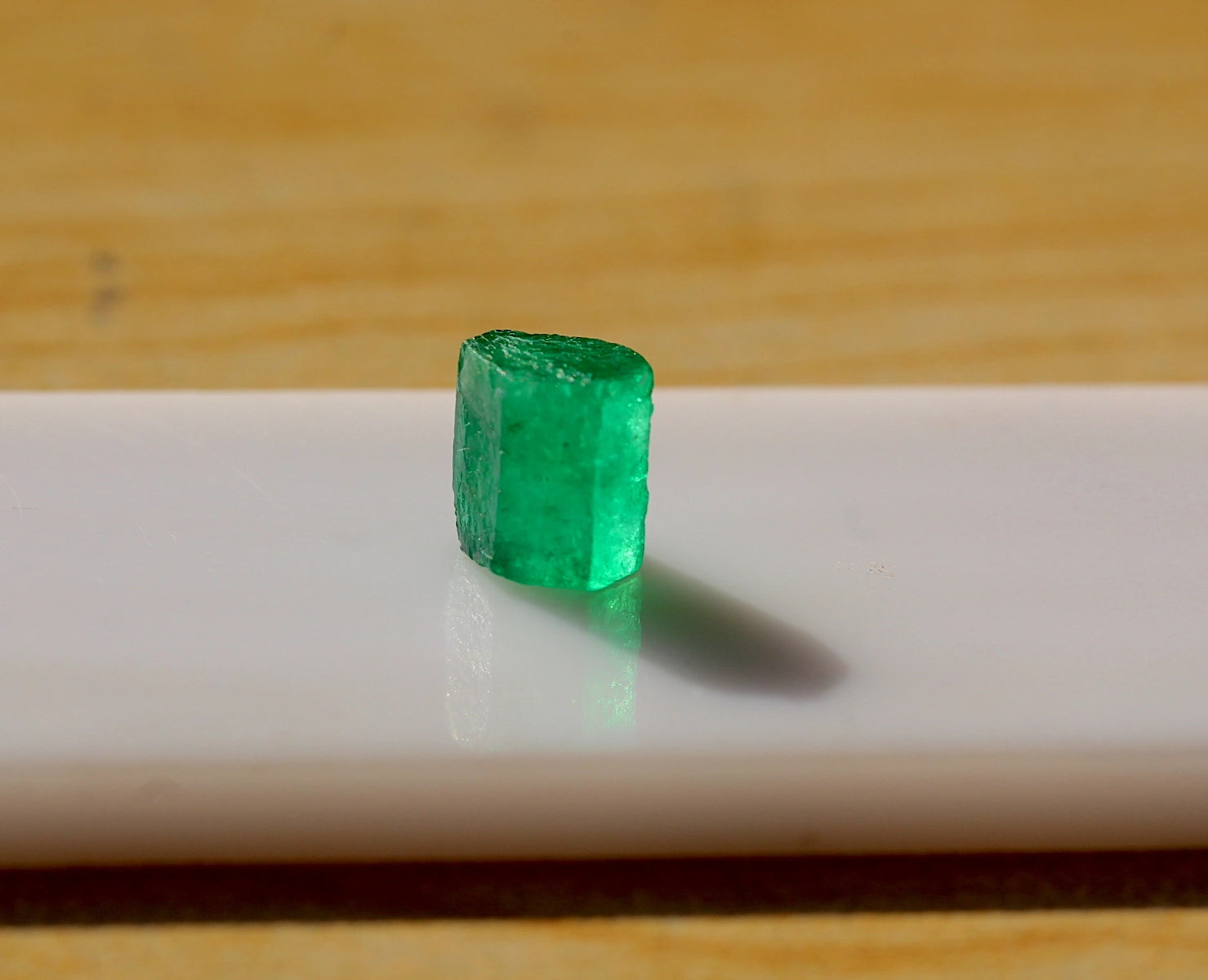 Hexagonal Emerald green gemstone