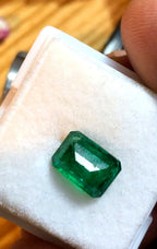 1.98 Carat Natural Swat Emerald – Emerald Cut Green Emerald Gemstone | 8.9 x 6.6 mm