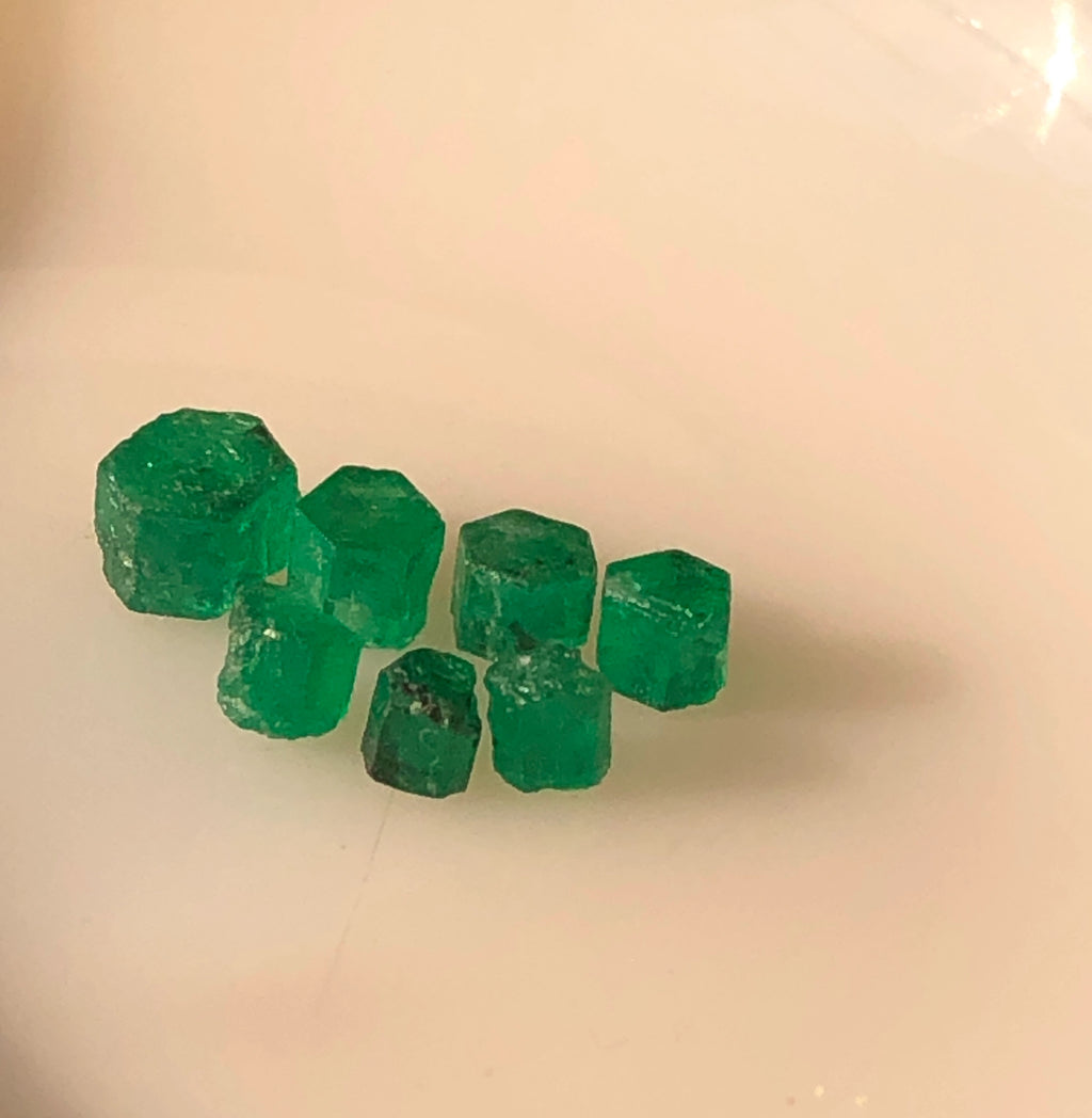 5.3 Carats Natural Vivid Green Rough Emeralds | Faceting & Cutting Grade