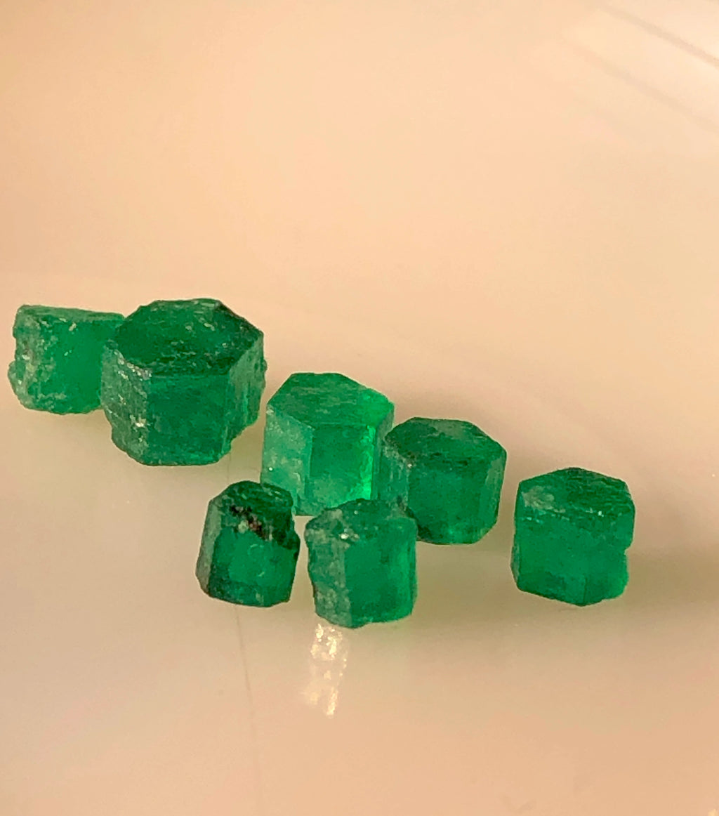 5.3 Carats Natural Vivid Green Rough Emeralds | Faceting & Cutting Grade